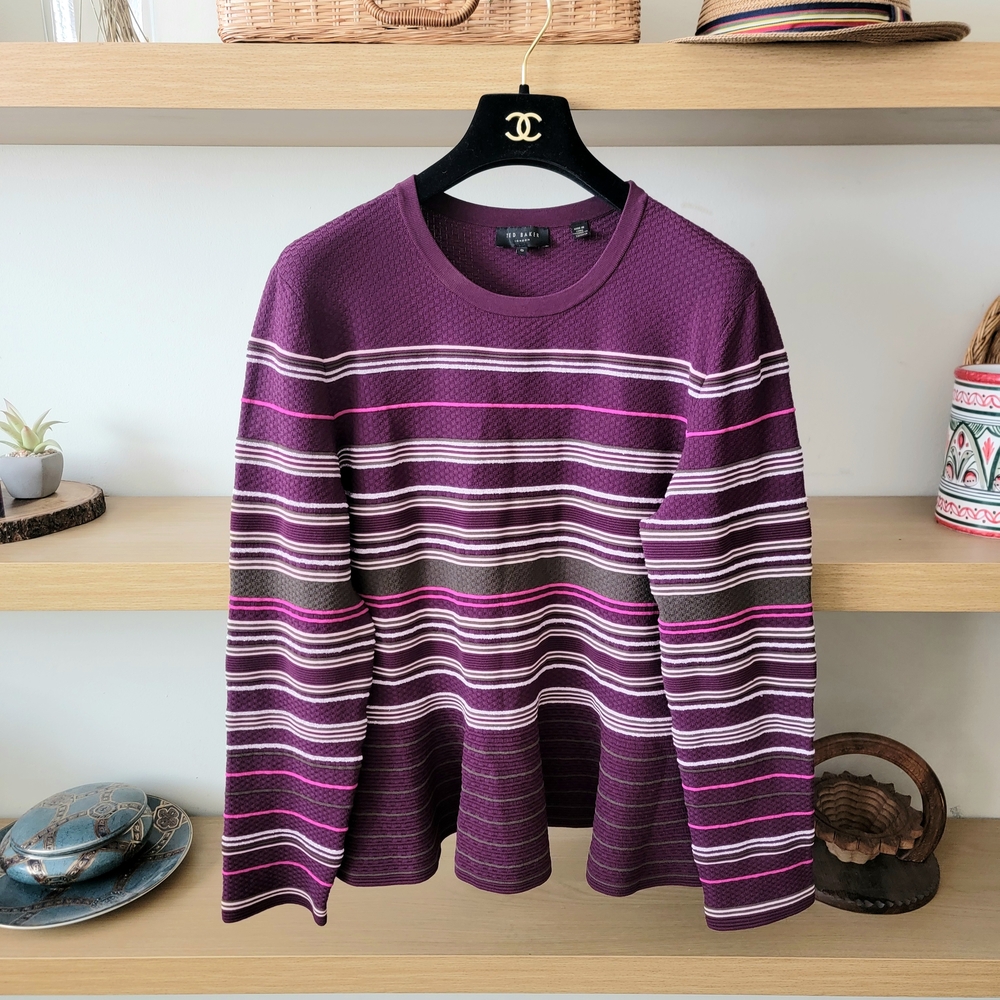 Ted Baker Striped Peplum Leytina Top Sweater